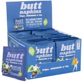 Drankful 850036734260 Butt Napkins - Camping Water-based Flushable Wipes 50 Individually Wrapped Fo