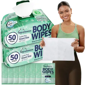 Dura Cleanse 628634093436 Body Wipes For Women Extra Moist No Rinse Bathing 2pk 100 Xl Shower C