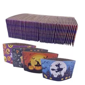 Eo-pcs-h021 Echos Grocery Halloween Disposable Coffee Cup Sleeves Paper Corrugated Jackets 200