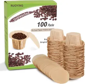 Eco-sopure 797550522983 Unbleached K Cup Coffee Paper Filters With Lid Disposable For Keurig Reusable