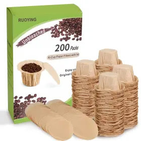 Eco-sopure 797550522990 Unbleached K Cup Coffee Paper Filters With Lid - Disposable For Keurig Fits