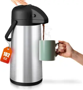Esemoil 731041008754 Coffee Carafe For Keeping Hot With Pump 102oz/3l Large Capacity Airpot