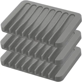 F008 Everyday 3pcs Self Draining Soap Holder Premium Silicone Dish Saver For Showe