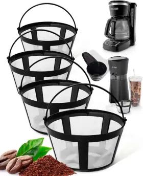 Fifokicho 732139635364 4 Packs Reusable Coffee Filters With Handle For 8-12 Cup Mr. Black