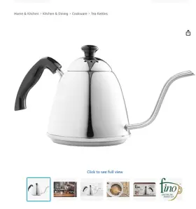 Fino 445013554516 Pour Over Coffee Kettle 18/8 Stainless Steel 6-cup 1l Capacity