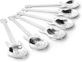 Mc14722f Framendino Group1 6 Pack Silver Guitar Dessert Spoons Stainless Steel