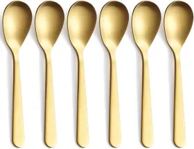 Fullyware 765561094591 Matte Gold Demitasse Espresso Spoons Stainless Steel Satin Finish