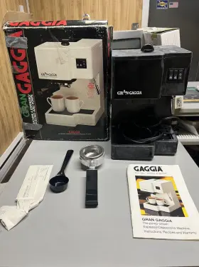 36027 Gaggia Italy Vtg Gran Espresso Cappuccino Machine Milk Frother Accessories