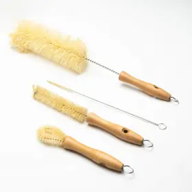 Gaia Guy 654690008572 All Natural Bottle Brush And Straw Set No Plastic Sisal Bristles Wood H