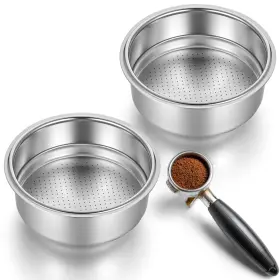 Geehua 4937ikcr5043 2pc 51mm Espresso Filter Basket Set Stainless Steel 1 And 2 Cup Pressurized