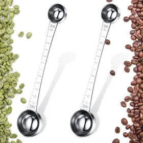 Geiserailie-measuring-de589 Geiserailie 2 Pieces Coffee Scoops With Mark 1 Tablespoon And Teaspoon Silver