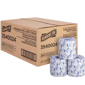 Gjo3540024 Genuine Joe Embossed Bath Tissue 2-ply Septic Safe Individually Wrapped 4 Inch X 3.75