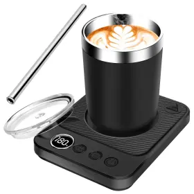 B001 Geoynas Coffee Mug Warmer Plate 13oz Cup And Stainless Steel Straw 36w Electric Smart