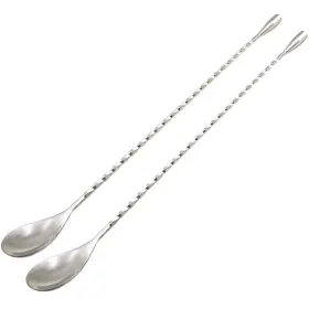 Gfdesign 647726981413 12 Inch Extra Long Cocktail Mixing Spoon Set - 2 Pcs Stainless Steel