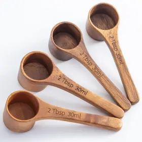 4pcs-wood Ginsent Cs24002gs Scoop Acacia Wooden Scoops Solid Multipurpose 2 Tbsp 4pcs 2-tbsp