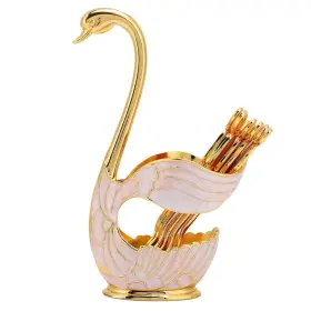 Gloglow0oir54s7fz1619-11 Gloglow Dessert Spoon Holder 6pcs Elegant Swan Coffee Exquisite Gold