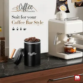 Gm Gmisun 726084580596 Coffee Canister 33fl Oz/1l Black Grounds Container For #2
