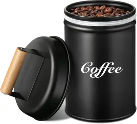 Gm Gmisun 726084580596 Coffee Canister 33fl Oz/1l Black Grounds Container For