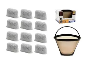 Tekccfwf12 Gold Tone Goldtone 8-12 Cup Coffee Filter And Set Of 12 Charcoal Water Filters Fits