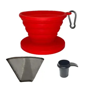 Goldtone 788643924685 Collapsible Silicone Portable Reusable Coffee Dripper With Carry Clip And Scoop C