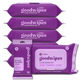 6pkmtt50fl6lt Goodwipes Flushable Butt Wipes - Vitamin E And Aloe Sewer Septic Safe Extra Large A
