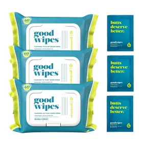 Goodwipes 850063534017 Inch Flushable Butt Wipes Aloe And Vitamin E 180 Count 3 Packs