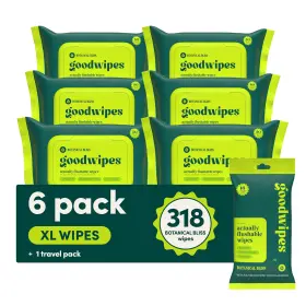 Goodwipes 850063534260 Flushable Butt Wipes - Vitamin E Aloe Sewer Septic Safe Extra Large Adu