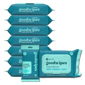 Goodwipes 850063534338 Flushable Butt Wipes - Vitamin E Aloe Sewer Septic Safe Extra
