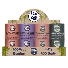 Bameprem12 Goto Wipes Bamboo Toilet Paper 3 Ply And 400 Sheets Soft Strong Organic Bath Tissue