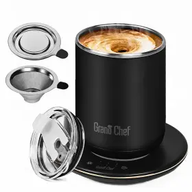 Grano Chef 764126955230 Self-heating Coffee Mug With Self Stirring&fast Heating 10oz Tem