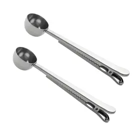 Gtiedik 793179434621 Coffee Scoop Spoon With Bag Clip Set Of 2 Silver 6.9 1.4 1.2