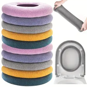 Xmax-1 Guojanfon 10 Pcs Bathroom Soft Thicker Warmer Stretchable Washable Cloth Toilet Seat Co