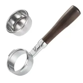 Gurudar 768599171678 58mm Bottomless Portafilter With Double Shot Filter Basket And Wood Handle For Bre