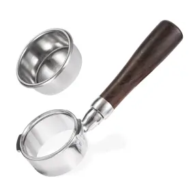Shunzhi2021 Gurudar 58mm Bottomless Portafilter With Double Shot Filter Basket And Wood Handle For