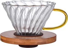 166244 Gute Glass Coffee Dripper/filter - Cone Pour Over Clear-gold Handle