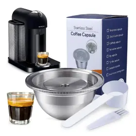 31546 Gynsco Capsule Stainless Steel Vertuo Pod Reusable With Cylindrical Inlet Compatible Ne