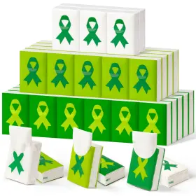 H1vojoxo-h1-tissue H1vojoxo Mental Health Tissue Paper - 60 Pack Mini Type Green Ribbon Pocket Packs Tiss