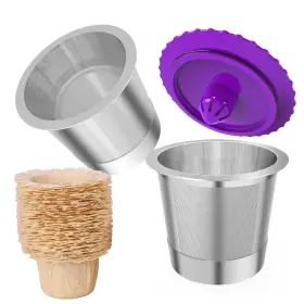 S00-002 Haetyly 2 Pack Stianless Steel Reusable K Cups With 20 Count Paper Filters Refillabl