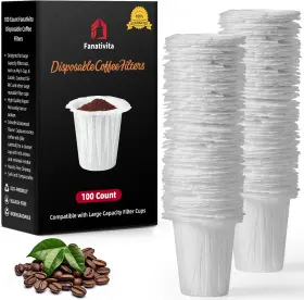 Hairui 445023885808 Disposable Coffee Filters For K-cup And Cuisinart - 100 Count White