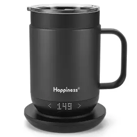 Happiness 978255890360 Smart Heated Coffee Mug 16oz Rechargeable Electric Self Heating Tem