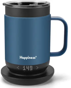 Happiness 978255890414 Smart Heated Coffee Mug 16oz Rechargeable Electric Self Heating Tem