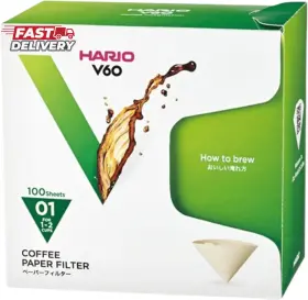 Hario 445022253226 V60 Paper Coffee Filter Size 01 Natural 100ct Box