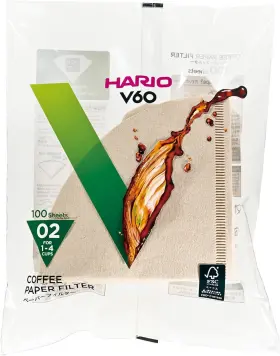 Hario 445035489407 V60 Paper Coffee Filter Size 02 Natural 100ct