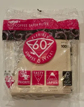 Hario 781147303246 V60 Paper Coffee Filters Size 02 Natural Tabbed