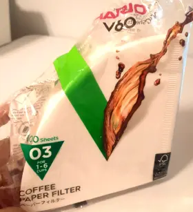 Hario 977642723337 V60 Paper Coffee Filters Size 03 White Tabbed 100 Sheets