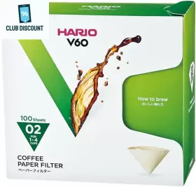 Vcf-02-100mk Hario V60 Paper Coffee Filters Size 02 Natural 100ct Boxed
