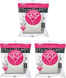 Vcf-02-100w-3s Hario V60 Paper Coffee Filters Size 02 White Tabbed 300 Sheets 3 Items