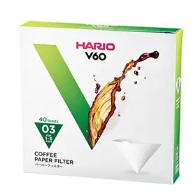 Vcf-03-40w Hario V60 Paper Coffee Filter Size 03 White 40ct Box