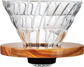Vdgr-02-ov Hario V60 Heat Resistant Glass Permeable Coffee 2 Olive Wood