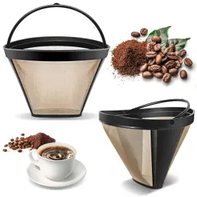 Glq001 Heqxwl 2-pack Reusable No.4 Cone Coffee Filters For 8-12 Cup Makers